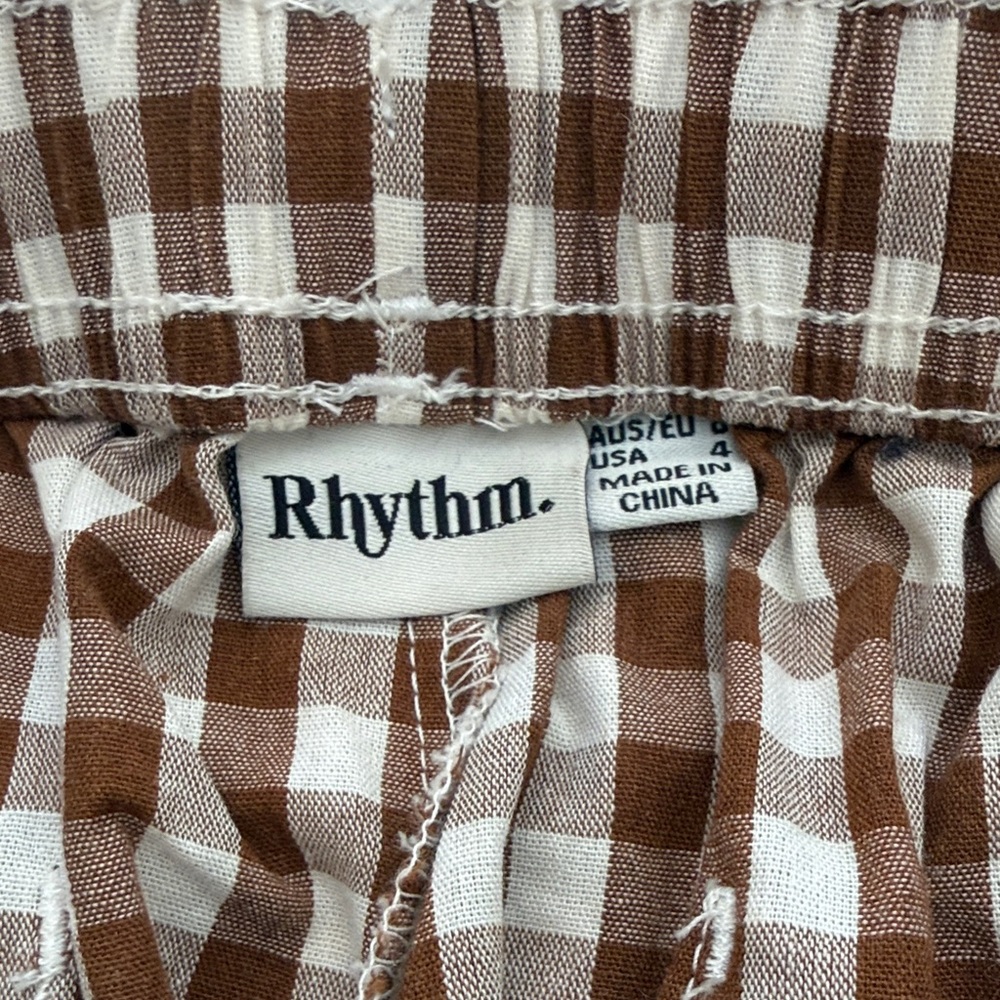 Rhythm Brown Gingham Drawstring Women’s Shorts - Picture 4 of 4